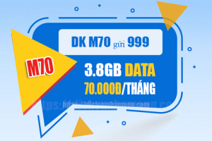 Đăng ký gói M70 Mobifone có 3.8GB/tháng