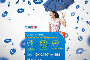 Đăng ký gói C190 Mobifone có ngay60GB & gọi nội mạng dưới 10p miễn phí giá 190.000đ