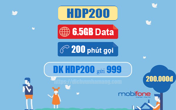 Đăng ký gói HDP200 Mobifone có ngay 6.5GB & 200 phút nội mạng/tháng