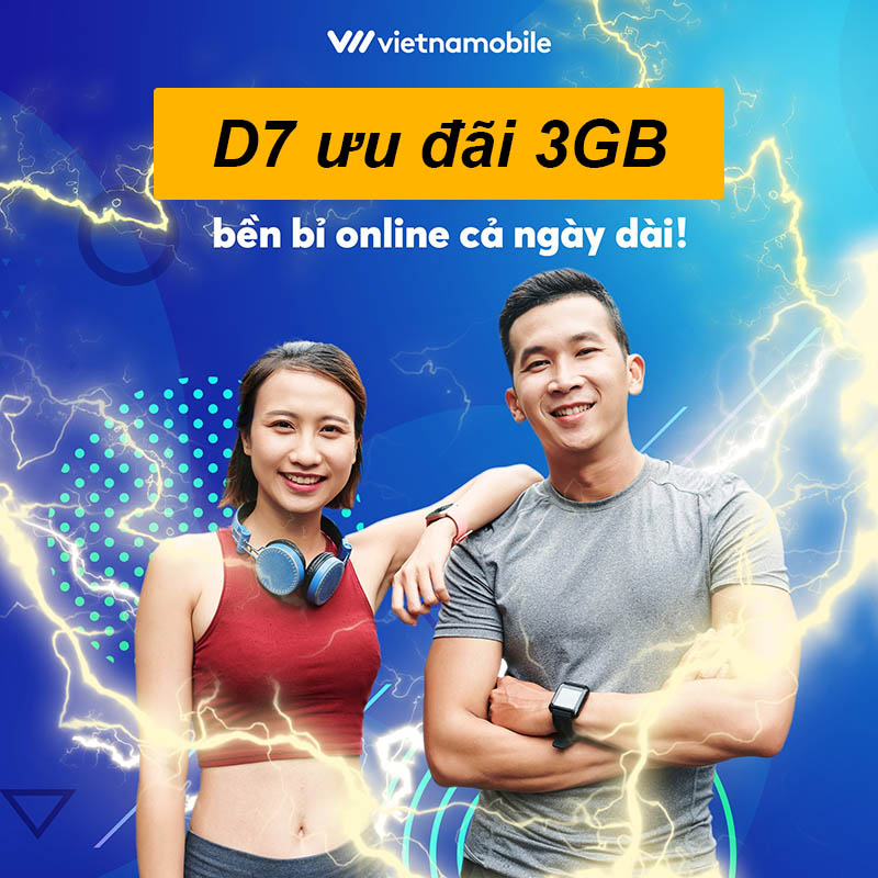 Đăng ký gói D7 Vietnamobile nhận ưu đãi 3GB chỉ với 7.000đ