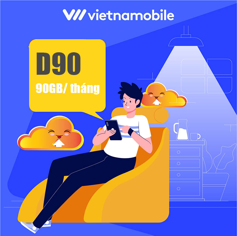 Gói D90 Vietnamobile - 90GB + Miễn phí nội mạng chỉ 90k/ tháng