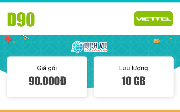 Đăng ký gói D90 Viettel có ngay 10GB Data / tháng