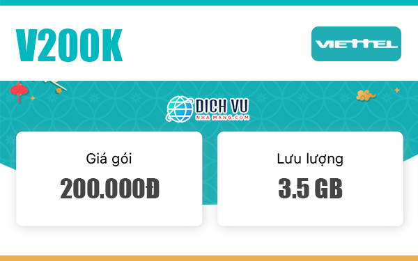 Đăng ký gói V200K Viettel có ngay 1000 phút nội mạng & 3.5GB Data