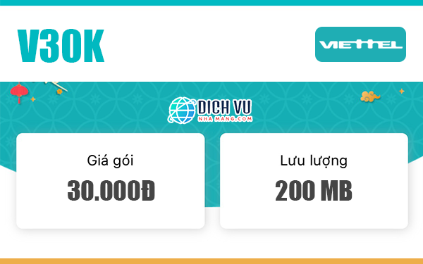 Đăng ký gói V30K Viettel nhận 200MB & 100 phút nội mạng 