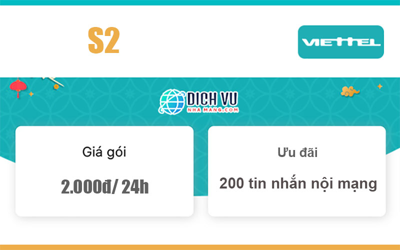 Gói S2 Viettel - Ưu đãi 200 tin nhắn nội mạng chỉ 2k/ ngày