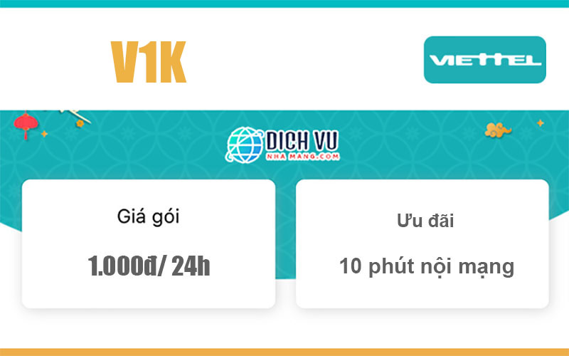 Gói V1K Viettel - Nhận 10 phút gọi giá cực rẻ chỉ 1k/ 24h