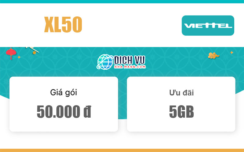 Gói XL50 Viettel – Miễn phí 5GB Data tốc độ cao giá 50k/tháng