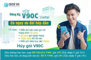 Hủy gói V90C Viettel bằng tin nhắn