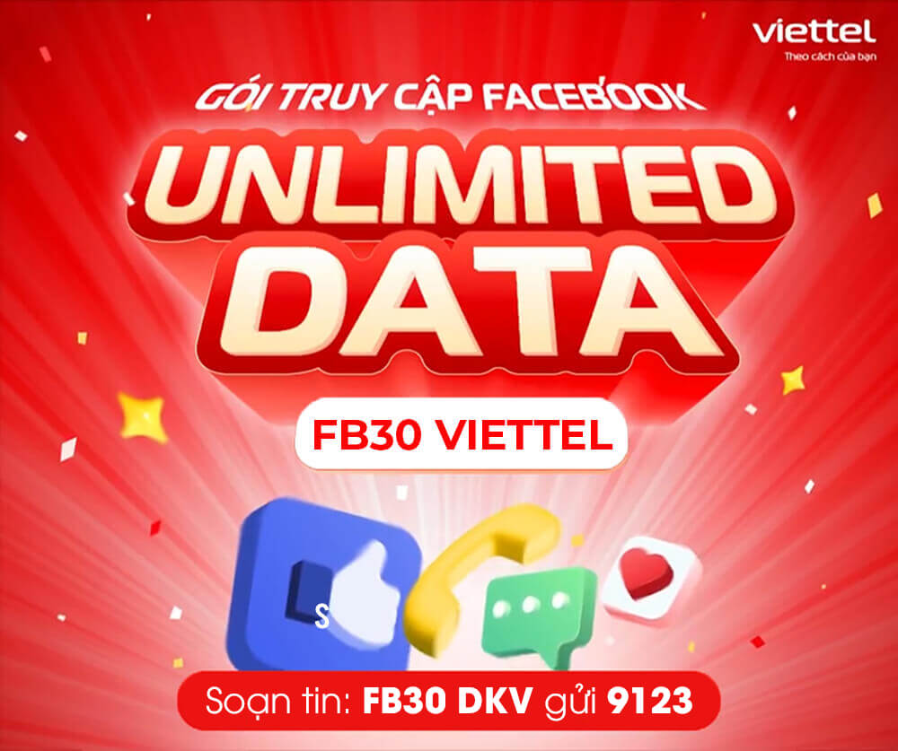 Đăng ký gói FB30 Viettel miễn phí Data Facebook 1 tháng giá 25k