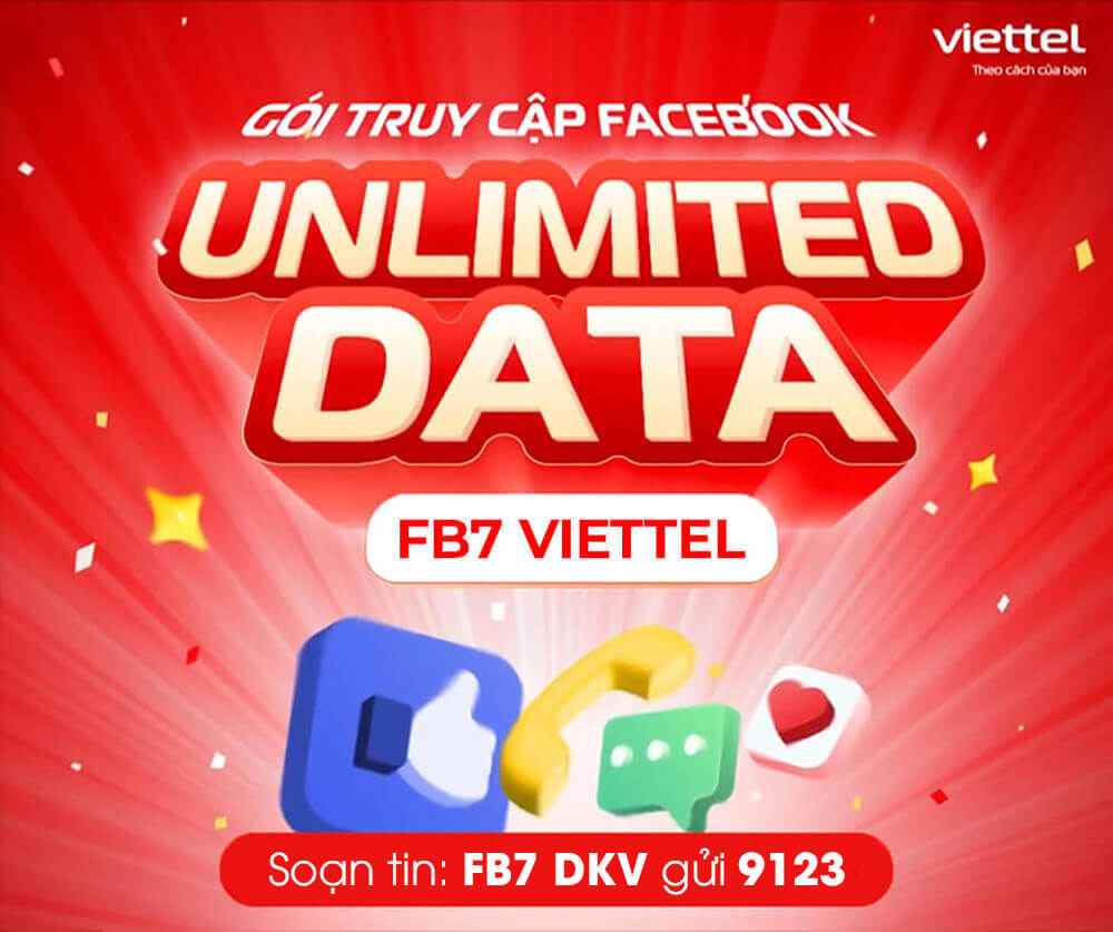 Đăng ký gói FB7 Viettel miễn phí Data truy cập Facebook chỉ 10K/tuần