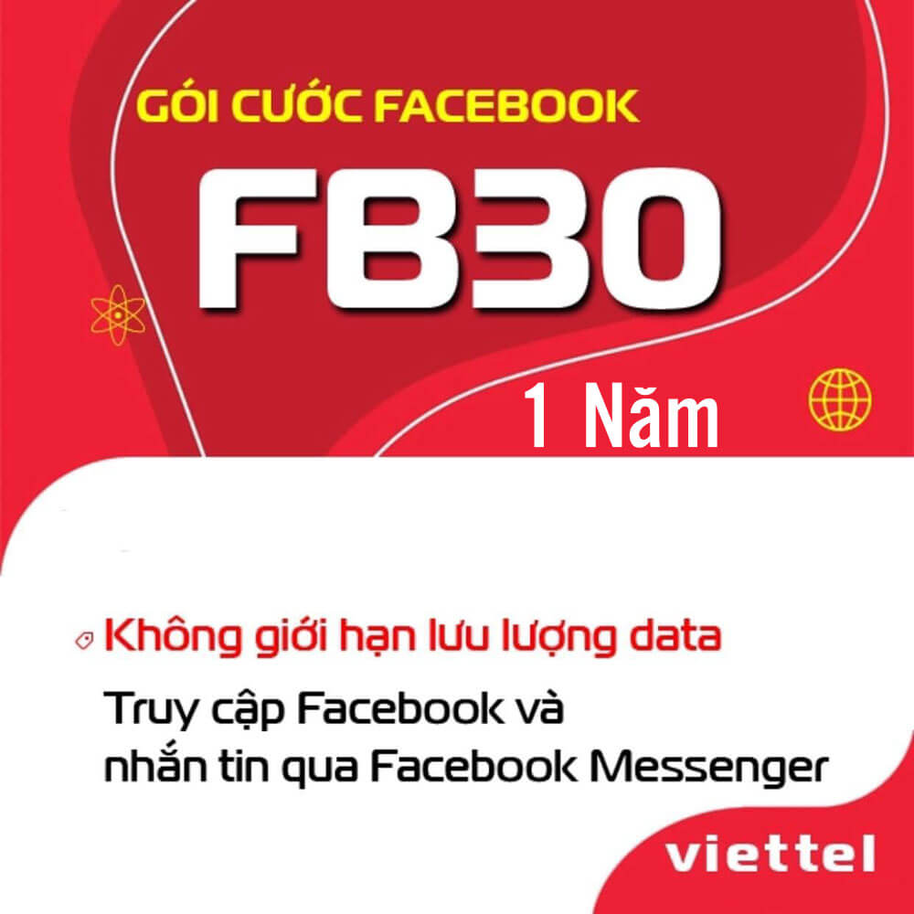 Đăng ký gói 12FB30 Viettel miễn phí Data Facebook, Messenger 1 năm