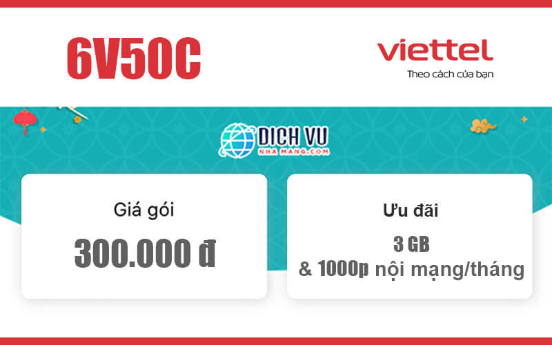 Gói 6V50C Viettel – Ưu đãi 18GB Data và gọi nội mạng miễn phí