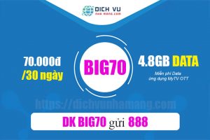 Gói BIG70 Vinaphone - Ưu đãi 15GB Data giá chỉ 70.000đ/ tháng