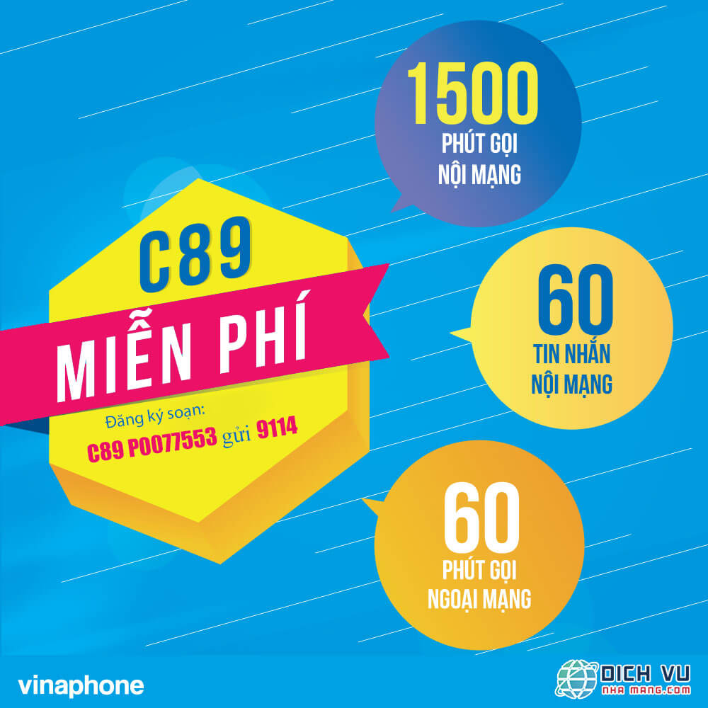 Gói cước C89 của Vinaphone ưu đãi hấp dẫn giá 89k/tháng
