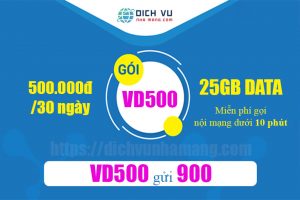 Gói VD500 Vinaphone - Miễn phí gọi thoại, nhắn tin + 25GB dùng 30 ngày