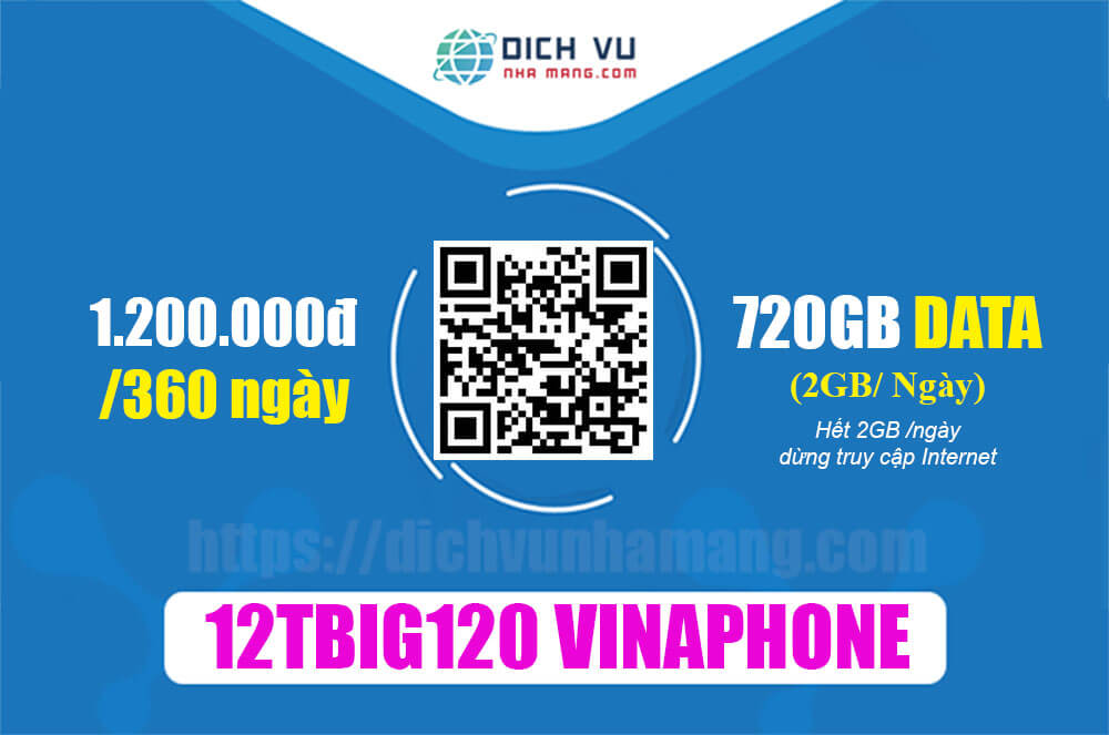 Gói 12TBIG120 Vinaphone - Ưu đãi 720GB & Xem truyền hình trên MyTV
