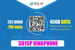 Gói 3D15P Vinaphone - Ưu đãi 45GB & Miễn phí 3.000 phút gọi nội mạng