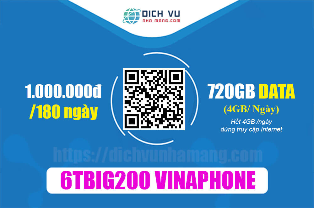 Gói 6TBIG200 Vinaphone - Ưu đãi 720GB & Xem truyền hình MyTV
