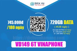 Gói VD149 6T Vinaphone – Ưu đãi 720GB & Gọi, SMS tiết kiệm 149.000đ