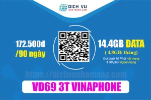 Gói VD69 3T Vinaphone - Miễn phí 14.4GB, 10 phút/ cuộc gọi nội mạng