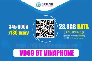Gói VD69 6T Vinaphone - Miễn phí 28.8GB, 10 phút/ cuộc gọi nội mạng