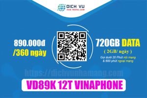Gói cước VD89K 12T của Vinaphone - 2GB/ngày, 18000p nội mạng