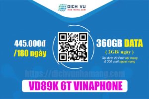 Gói cước VD89K 6T của Vinaphone - 2GB/ngày, 9.000 phút nội mạng