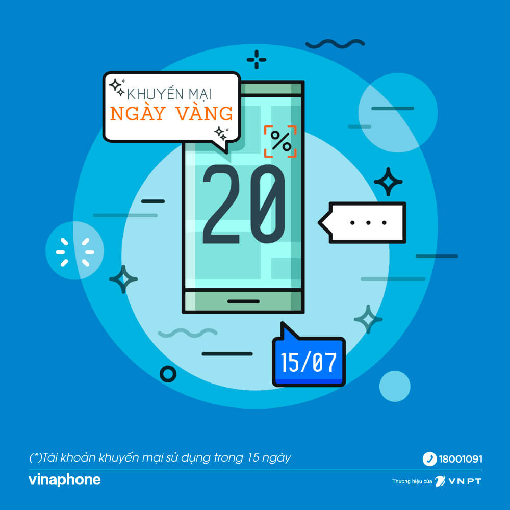 Khuyến mãi Vinaphone tặng 20% giá trị thẻ nạp duy nhất 15/07/2022